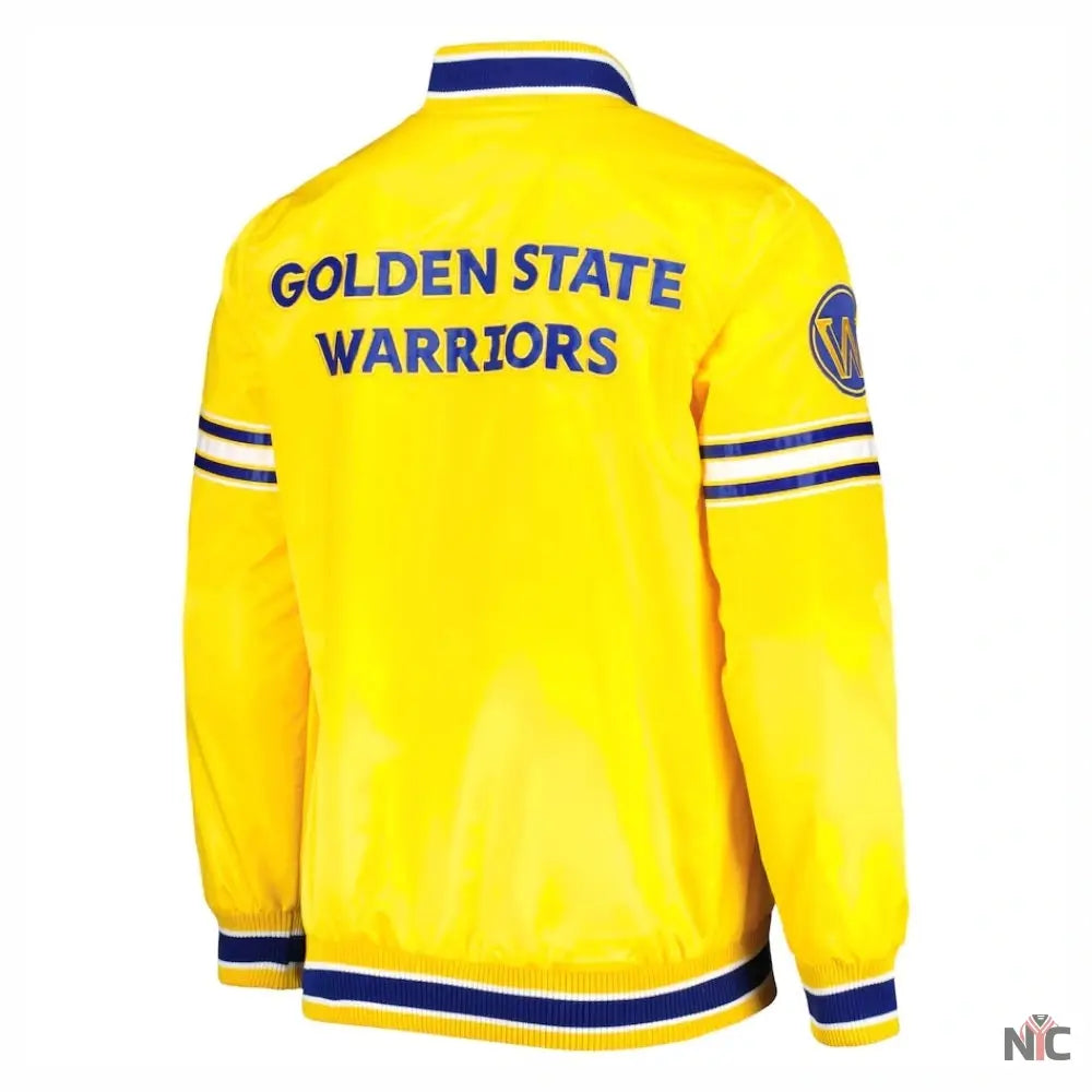 Golden State Warriors Slider Full-Snap Satin Varsity Jacket NYC Jackets