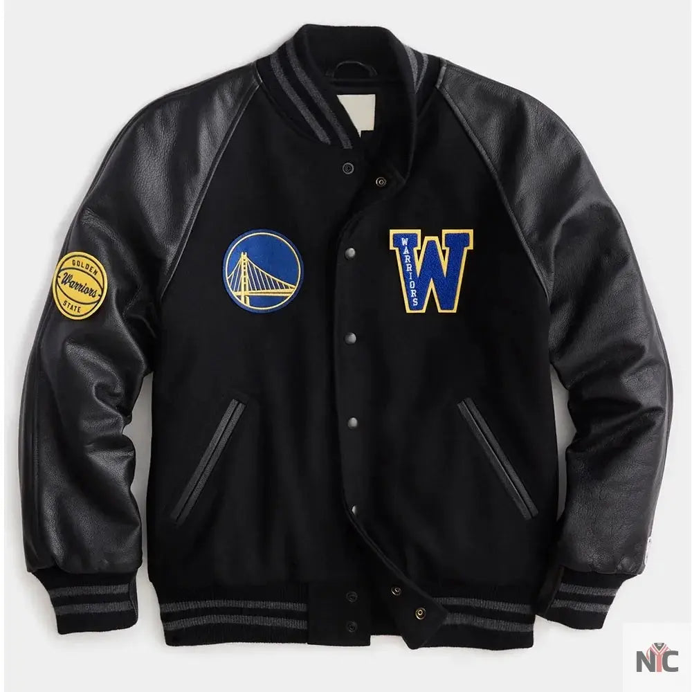Golden State Warriors Varsity Black Jacket NYC Jackets