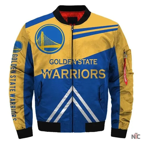 Golden State Warriors Yellow and Blue Bomber Jacket NYC Jackets