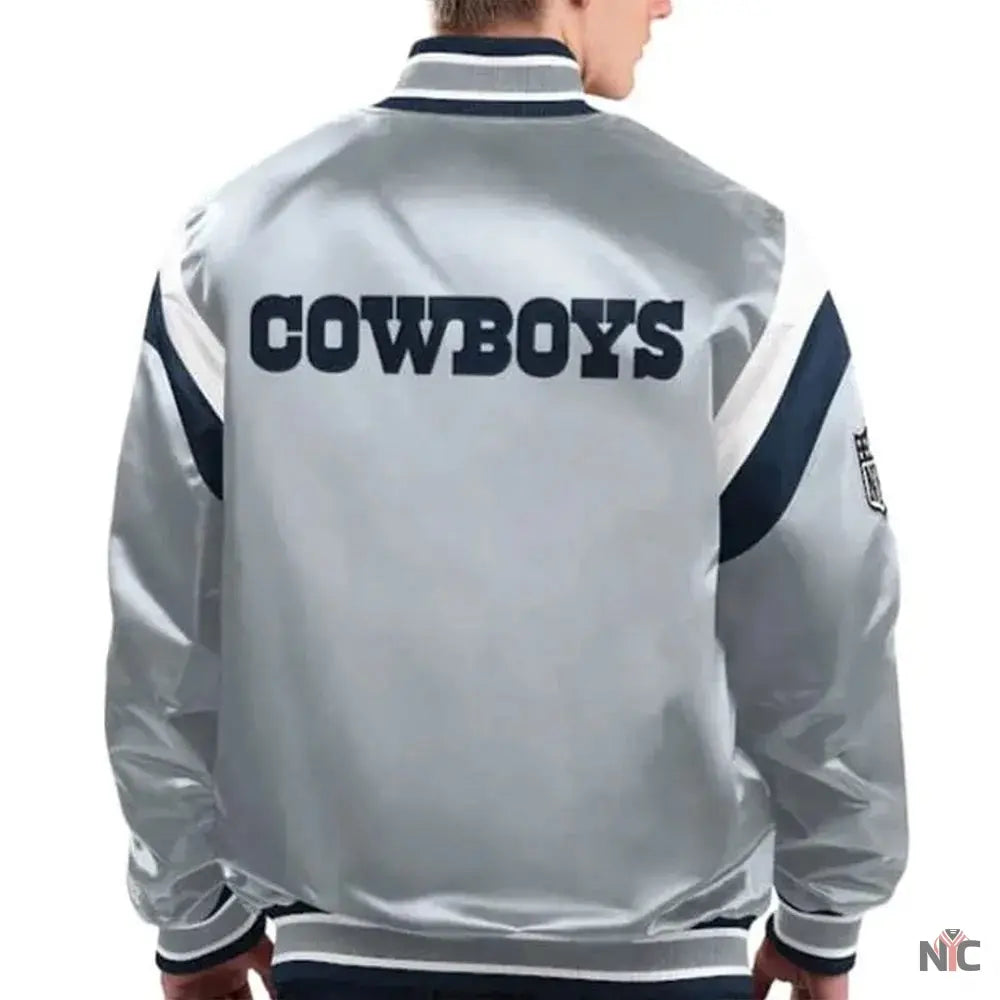 Gray Dallas Cowboys Shutout Satin Jacket NYC Jackets