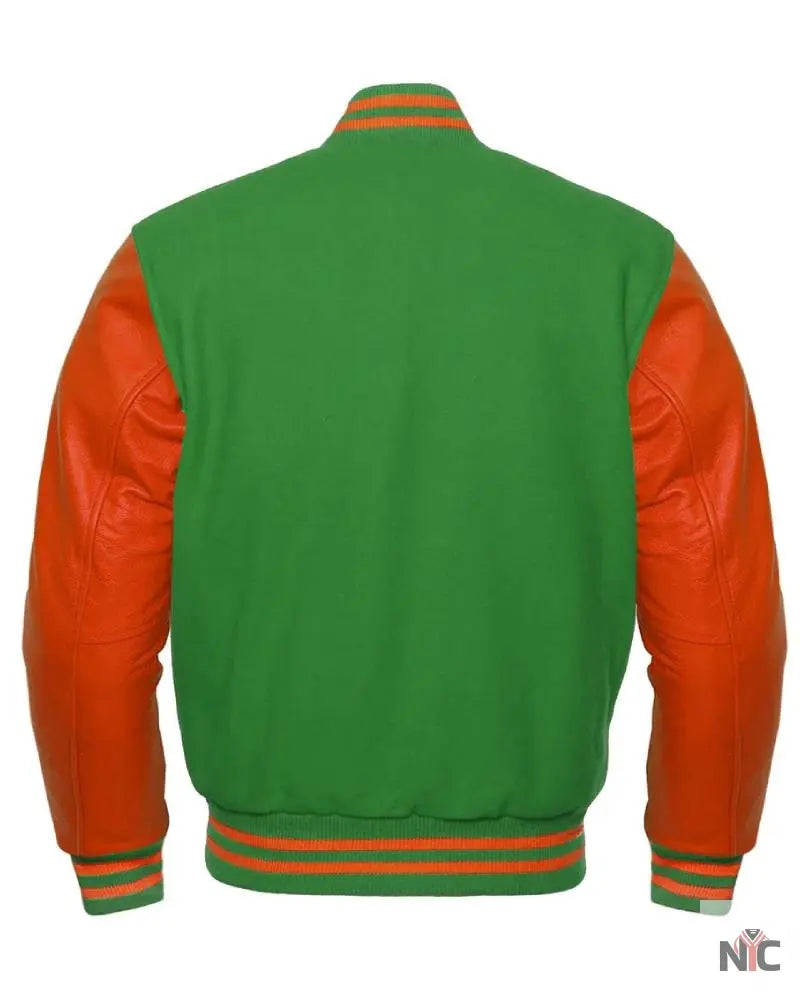 Green And Orange Varsity Jacket NYC Jackets