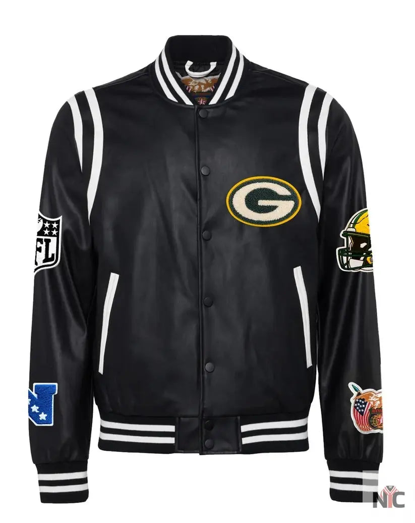 Green Bay Packers Jeff Hamilton Vegan Leather Jacket NYC Jackets