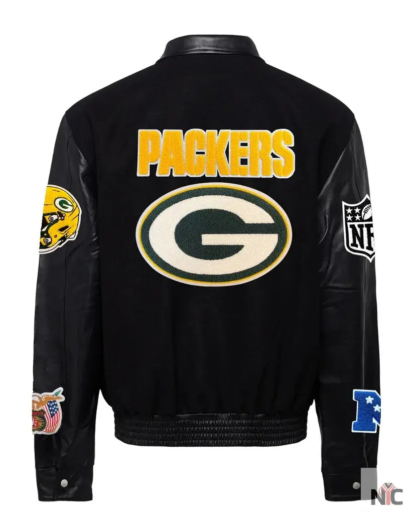 Green Bay Packers Jeff Hamilton Wool And Leather Jacket NYC Jackets