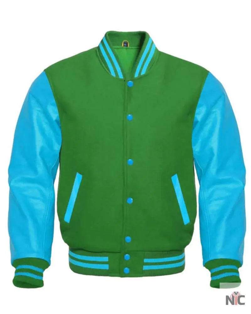 Green & Blue Varsity Jacket NYC Jackets