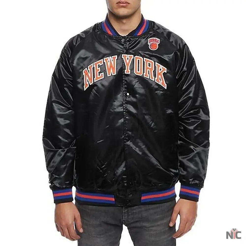 Hardwood Classics NY Knicks Satin Black Jacket NYC Jackets