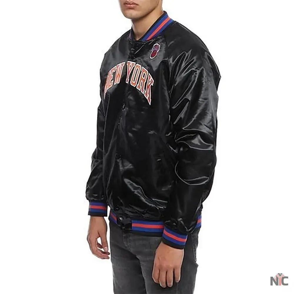 Hardwood Classics NY Knicks Satin Black Jacket NYC Jackets