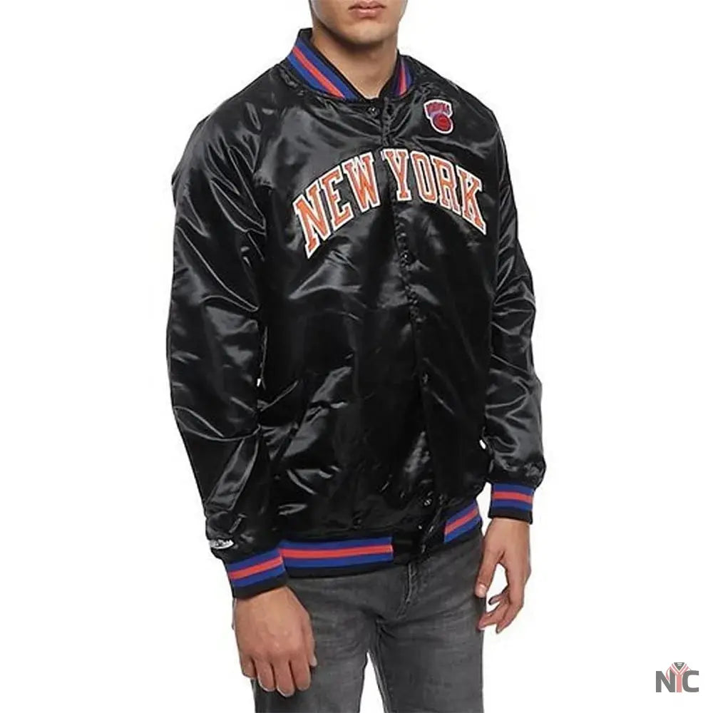 Hardwood Classics NY Knicks Satin Black Jacket NYC Jackets