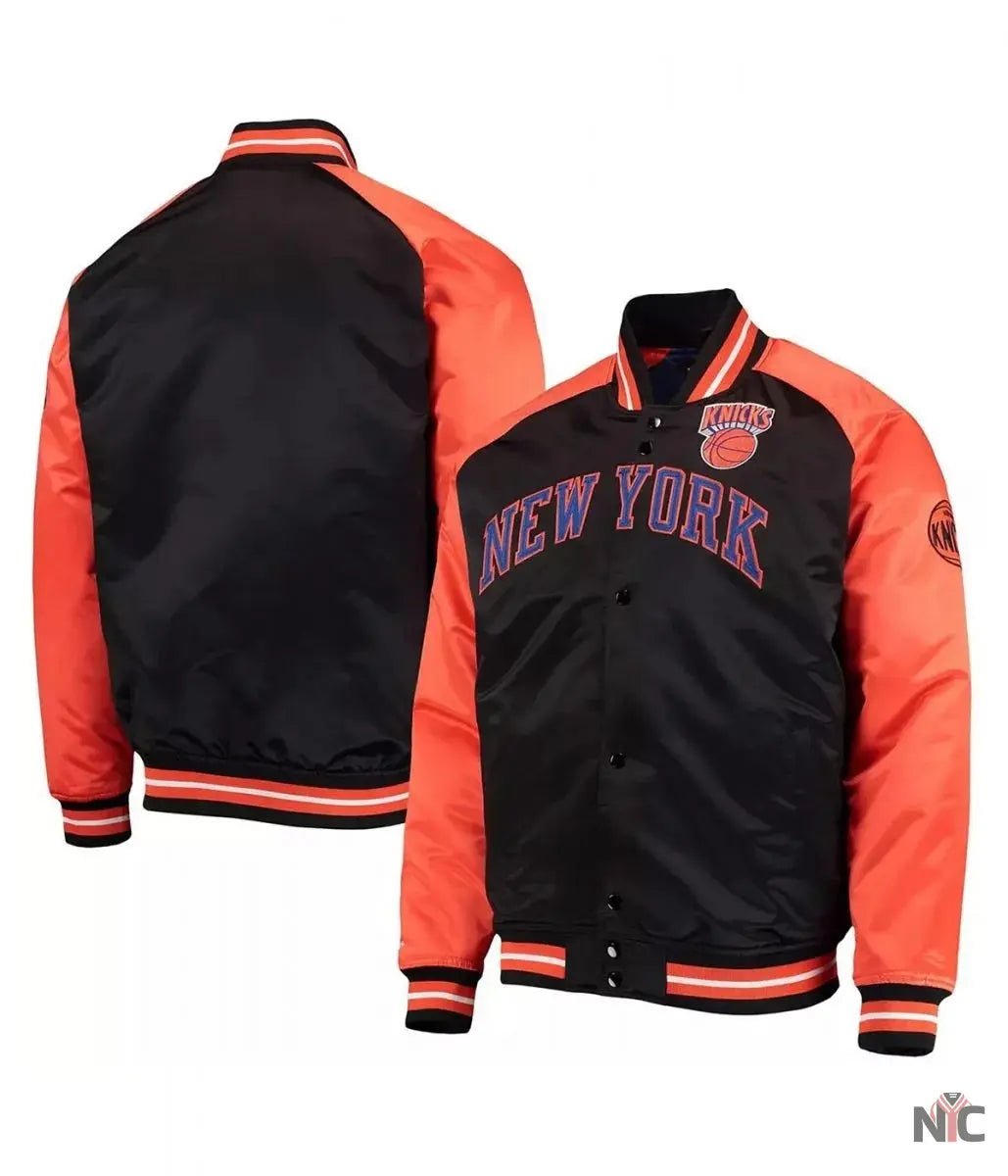 Hardwood Classics Reload 3.0 NY Knicks Black and Orange Jacket NYC Jackets