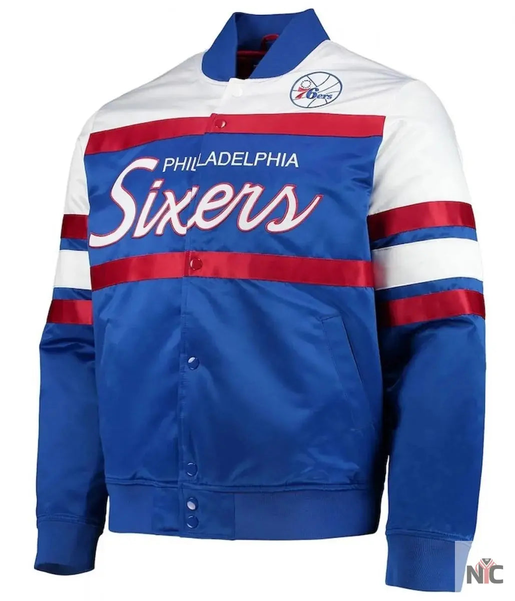 Hardwood Classics Script Philadelphia Satin Full-Snap Jacket NYC Jackets