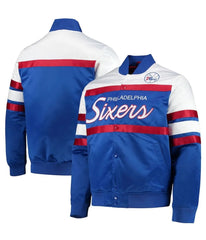 Hardwood Classics Script Philadelphia Satin Full-Snap Jacket