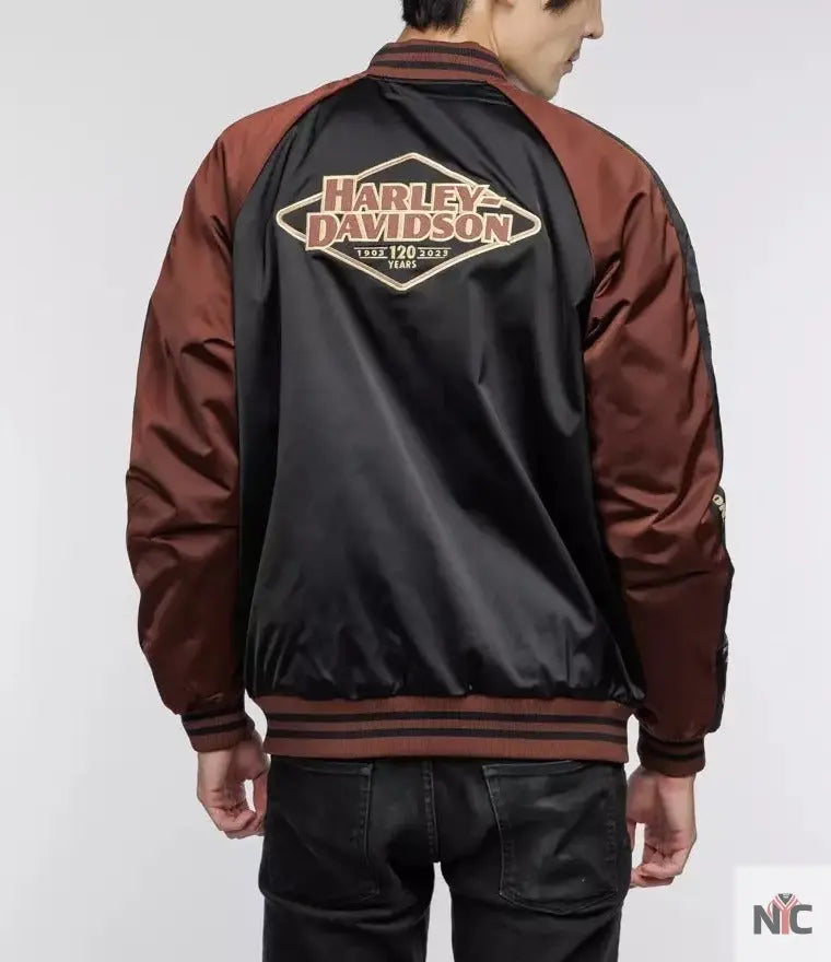 Harley Davidson 120th Anniversary Satin Varsity Jacket NYC Jackets
