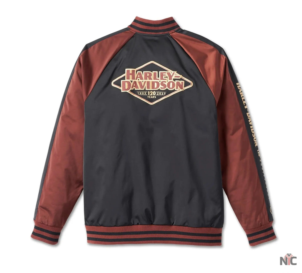 Harley Davidson 120th Anniversary Satin Varsity Jacket NYC Jackets