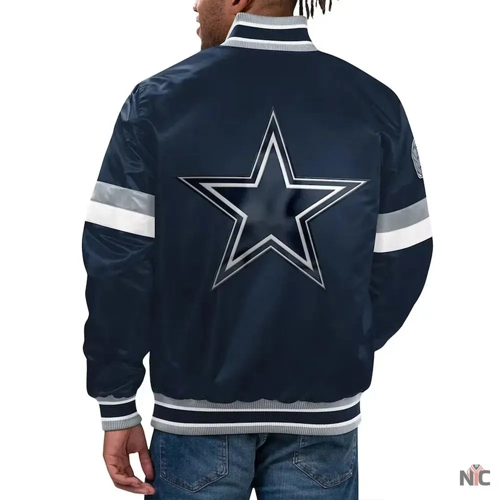 Home Game Dallas Cowboys Navy Satin Jacket NYC Jackets