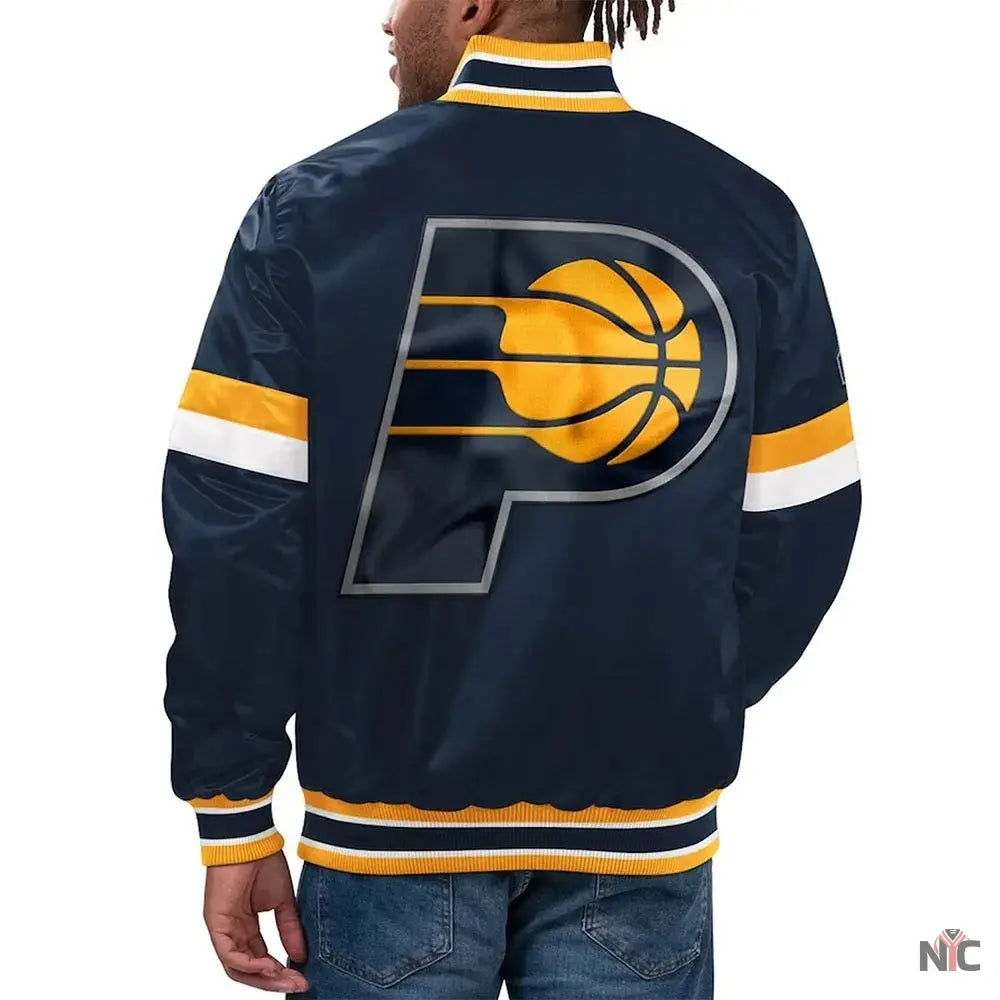 Home Game Indiana Pacers Navy Satin Jacket NYC Jackets