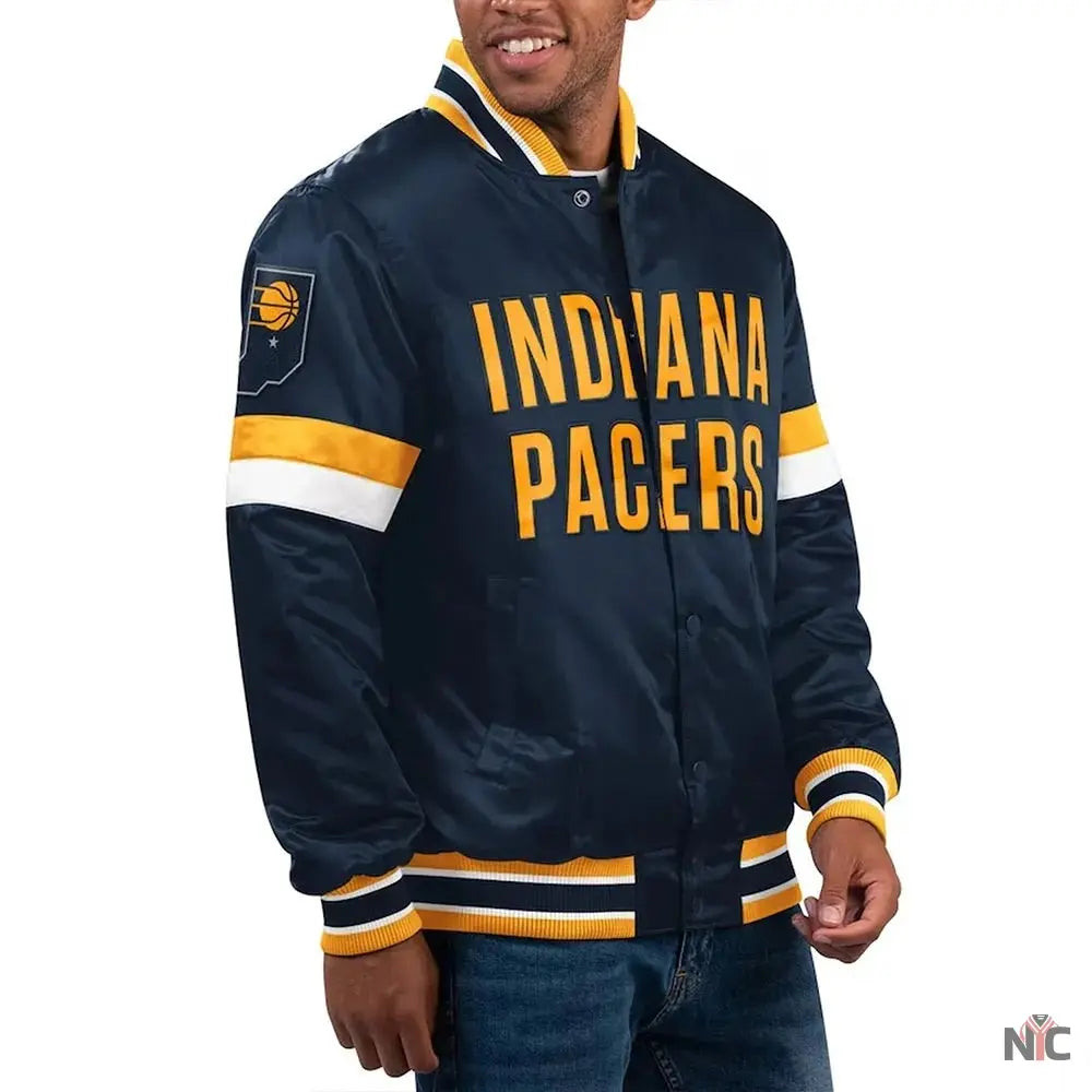 Home Game Indiana Pacers Navy Satin Jacket NYC Jackets
