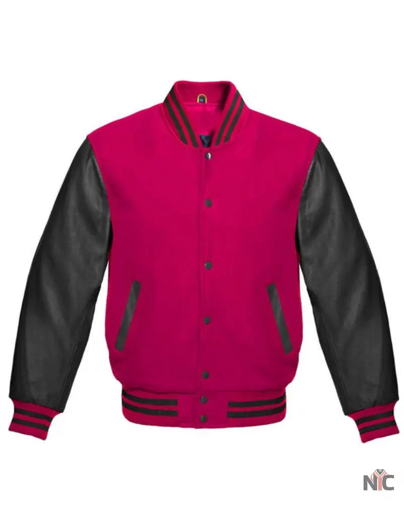 Hot Pink & Black Varsity Jacket NYC Jackets