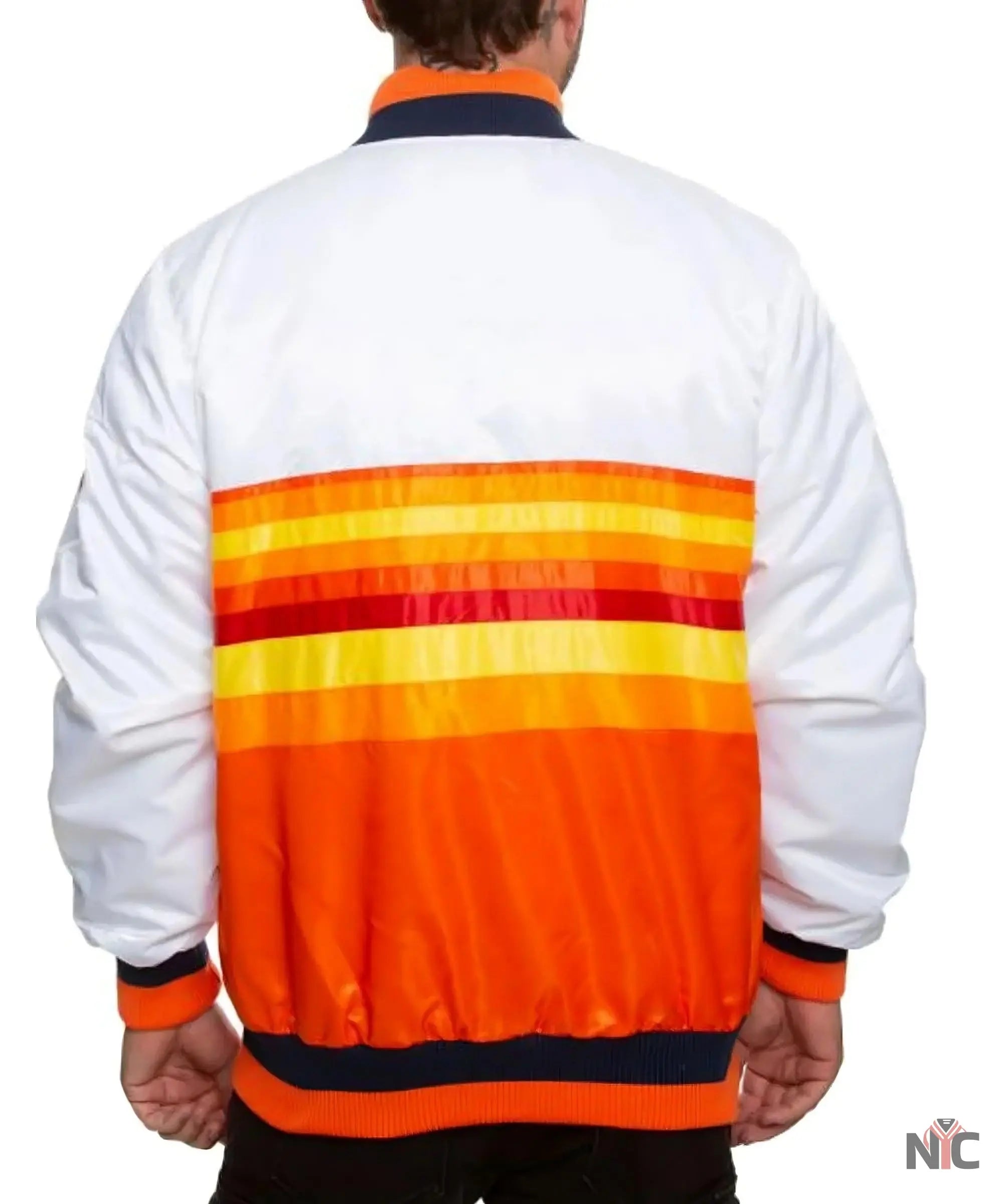 Houston Astros White And Orange Satin Jacket NYC Jackets