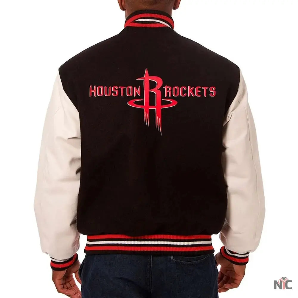 Houston Rockets Black and White Varsity Jacket NYC Jackets