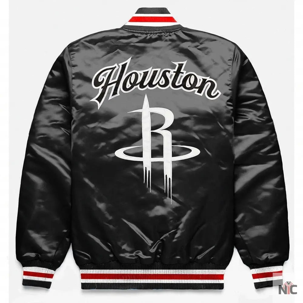 Houston Rockets Exclusive Black Satin Jacket NYC Jackets