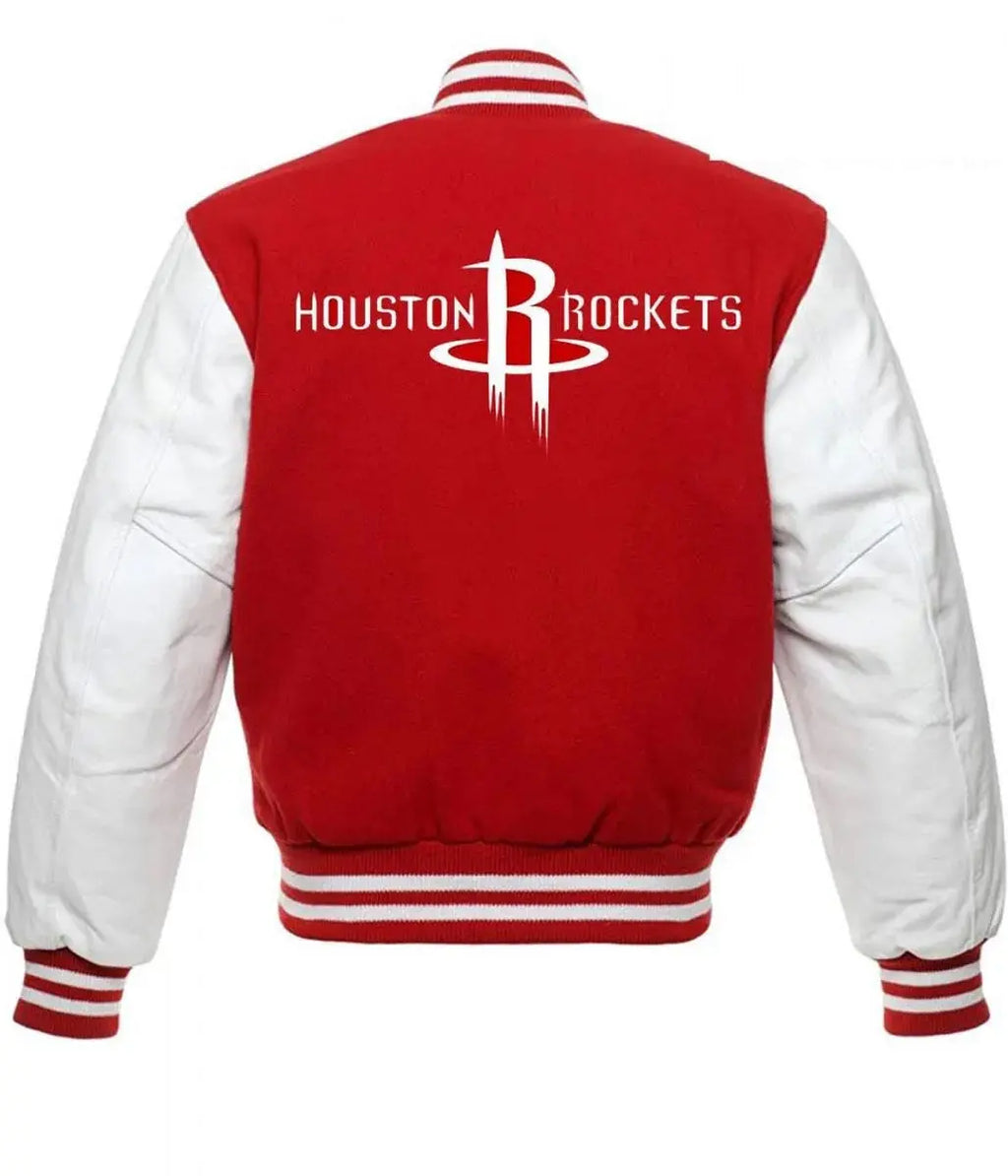 Houston Rockets NBA Letterman Red and White Jacket NYC Jackets