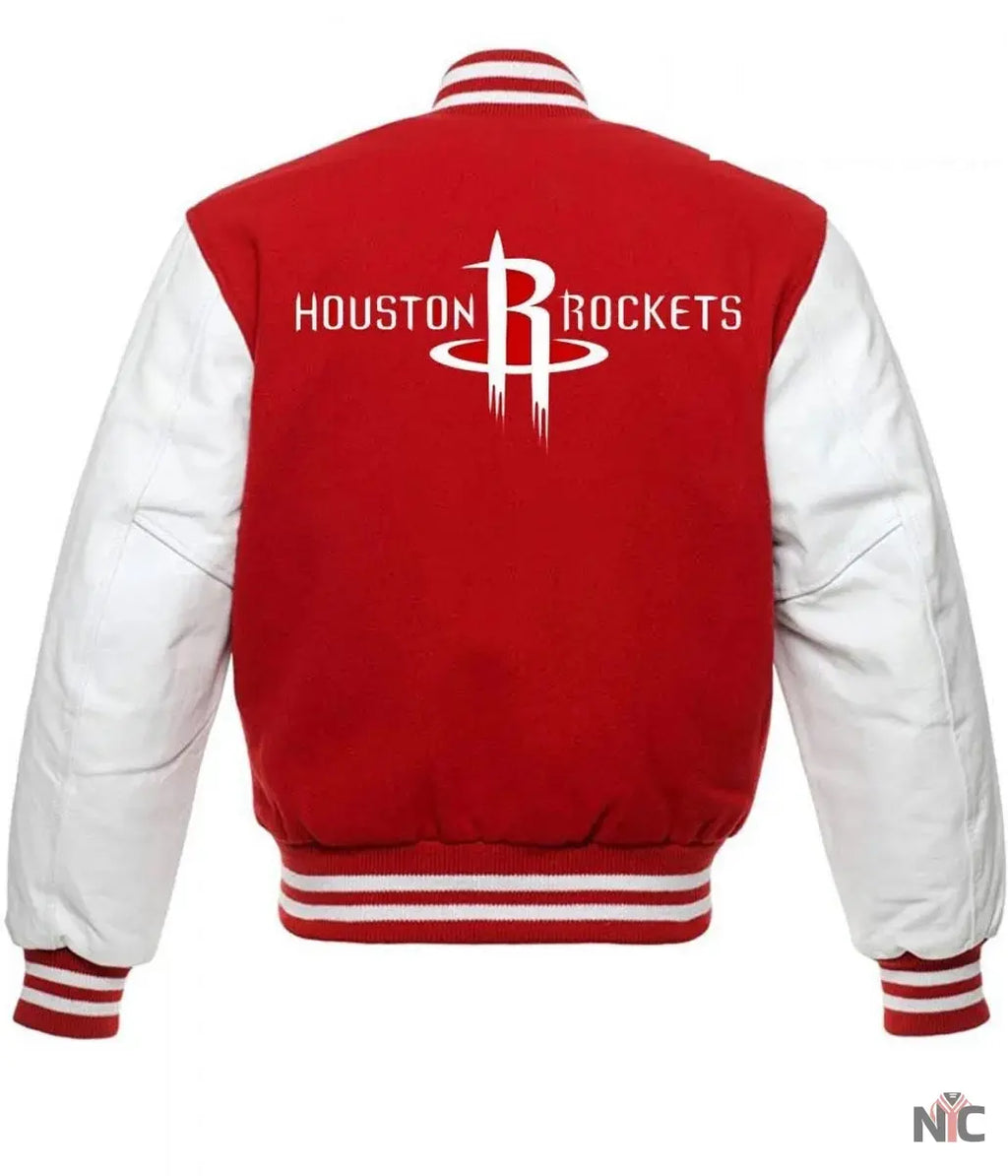 Houston Rockets NBA Varsity Red and White Hooded Jackets NYC Jackets