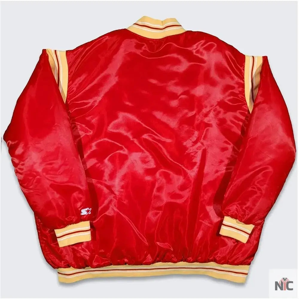 Houston Rockets Teddy Red Varsity Satin Jacket NYC Jackets