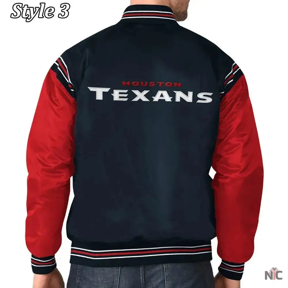 Houston Texans Enforcer Navy and Red Satin Jacket NYC Jackets