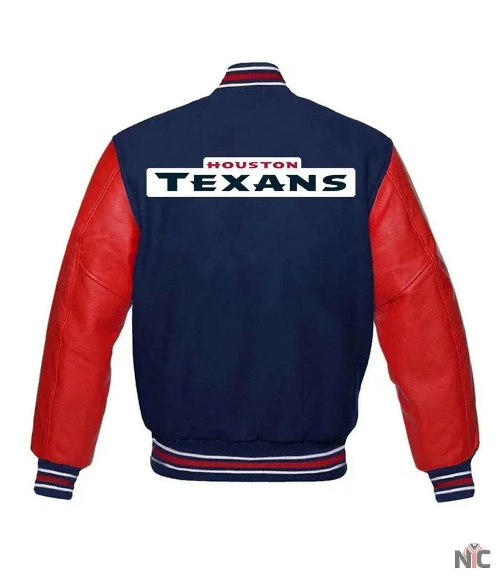 Houston Texans NFL Letterman Red and Blue Jacket NYC Jackets