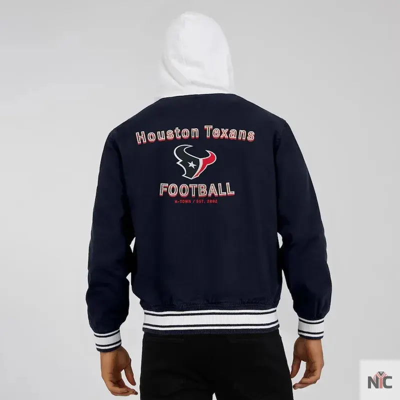 Houston Texans Navy Cotton Hooded Jacket NYC Jackets