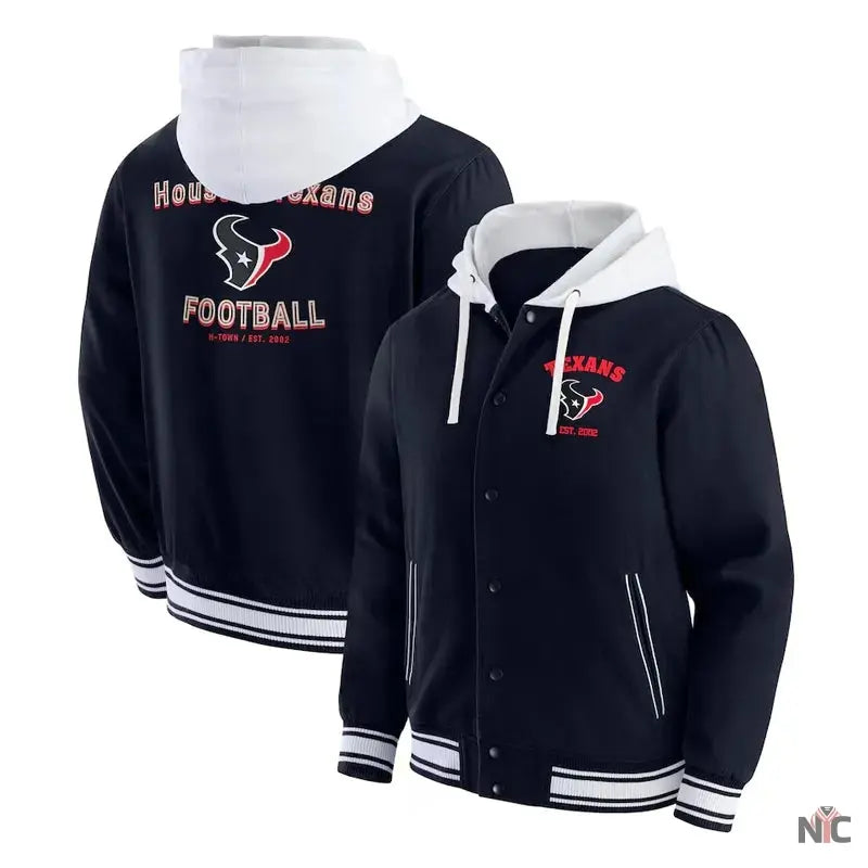 Houston Texans Navy Cotton Hooded Jacket NYC Jackets