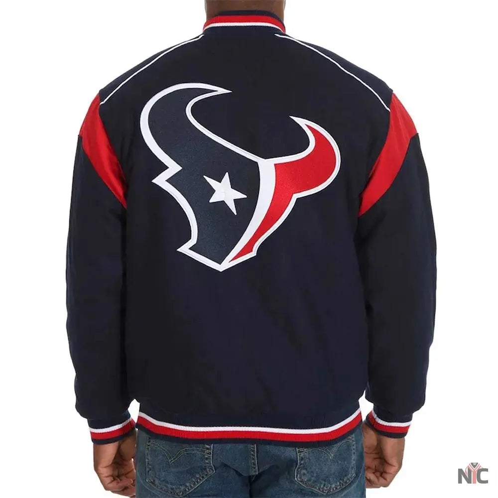 Houston Texans Teddy Embroidered Varsity Wool Jacket NYC Jackets
