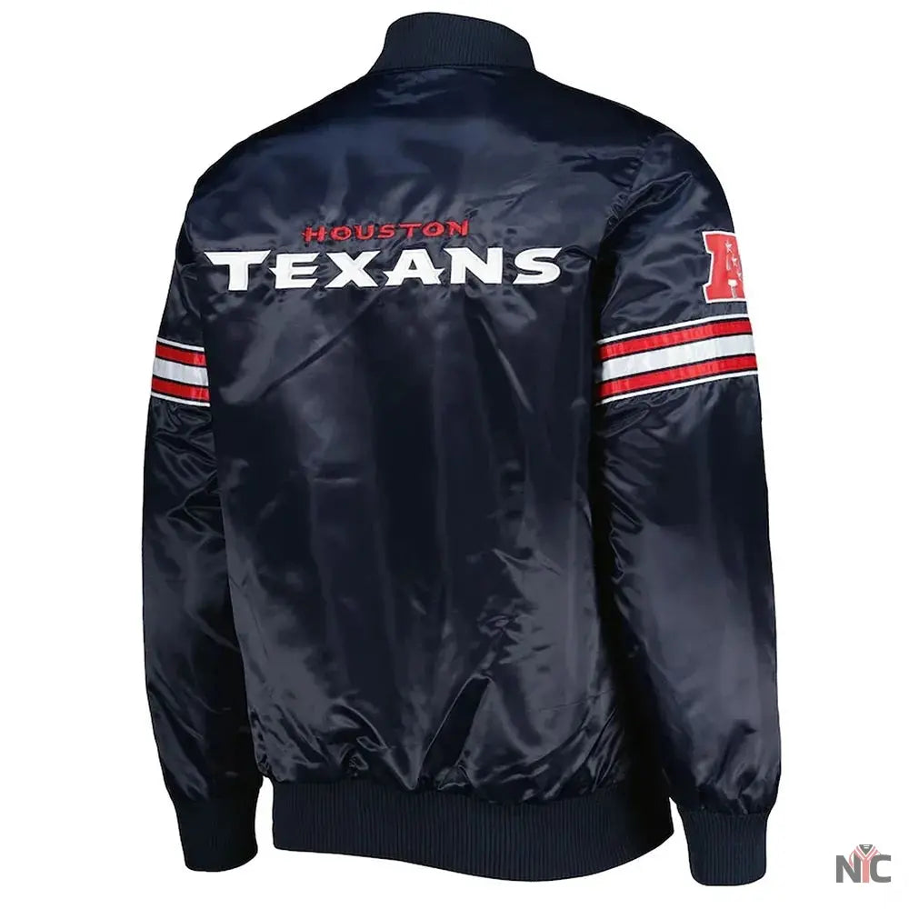 Houston Texans The Pick and Roll Navy Blue Satin Jacket NYC Jackets