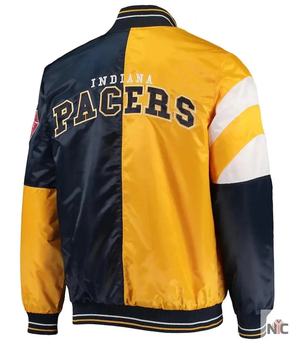 Indiana Pacers Leader Color Block Satin Varsity Jacket NYC Jackets