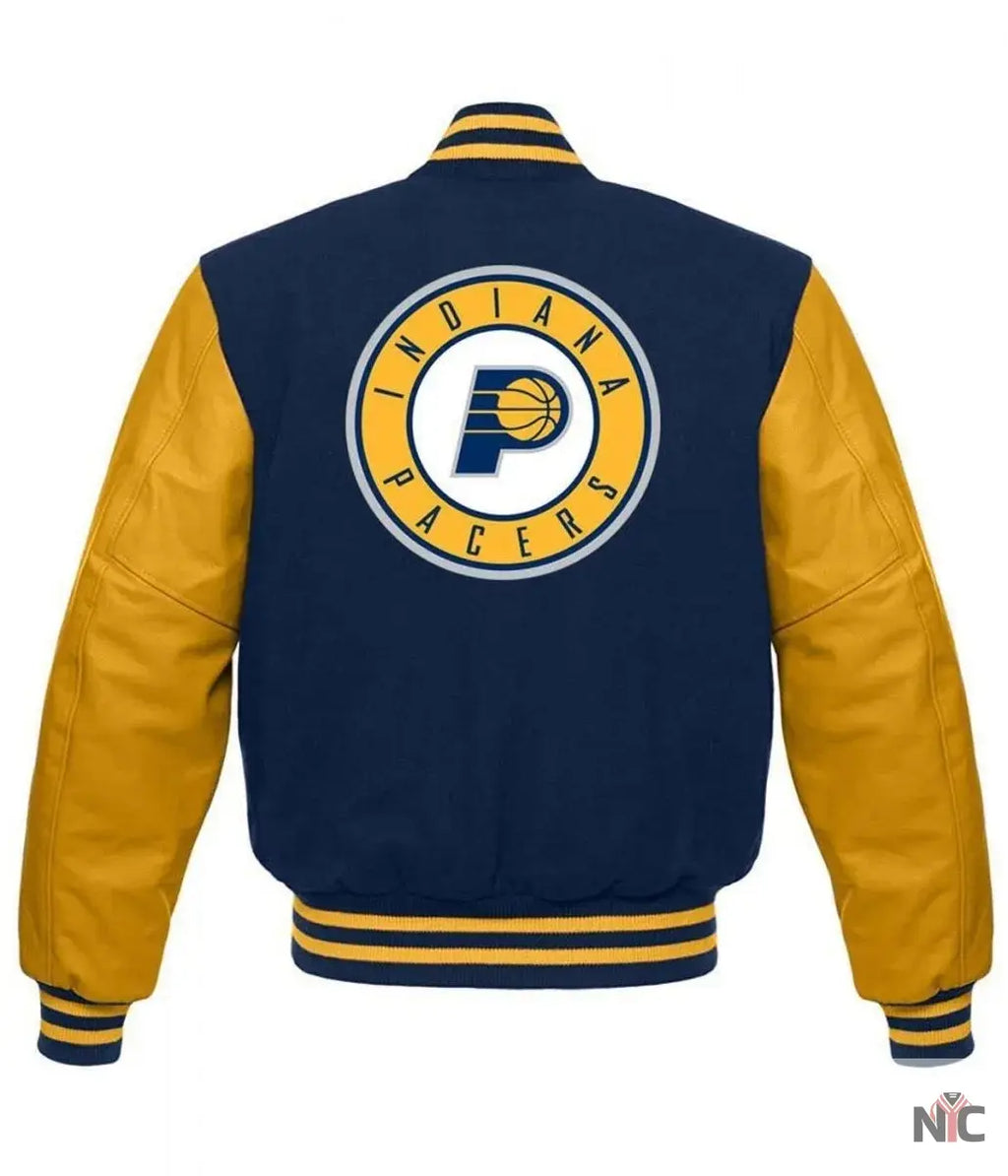 Indiana Pacers Letterman Blue and Yellow Jacket NYC Jackets