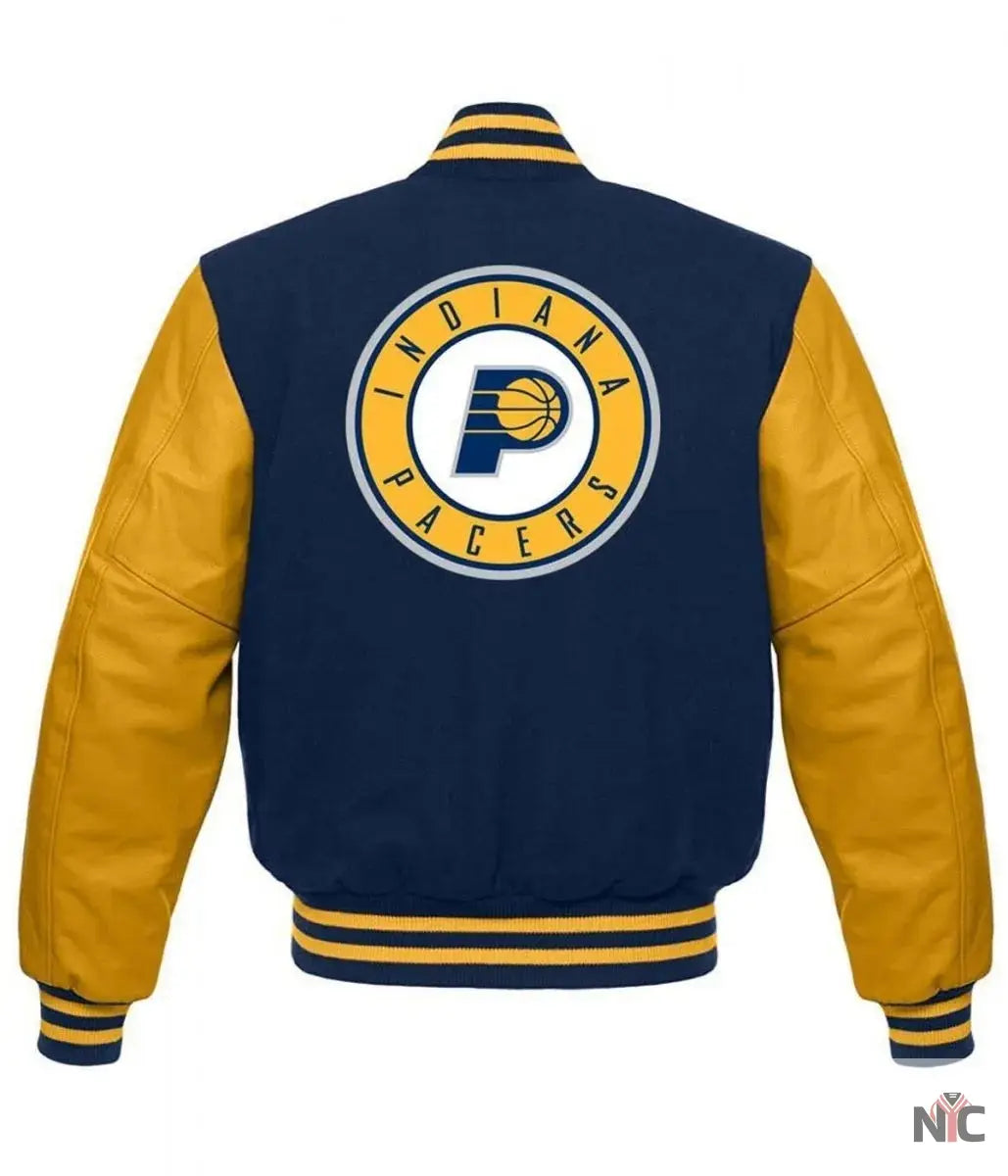 Indiana Pacers Letterman Blue and Yellow Jacket NYC Jackets