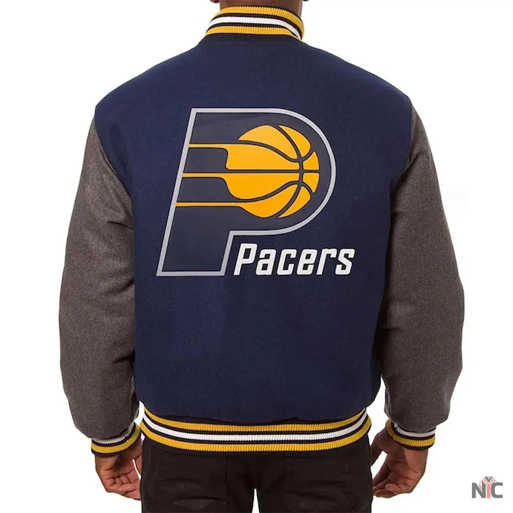 Indiana Pacers Navy/Charcoal Varsity Wool Jacket NYC Jackets