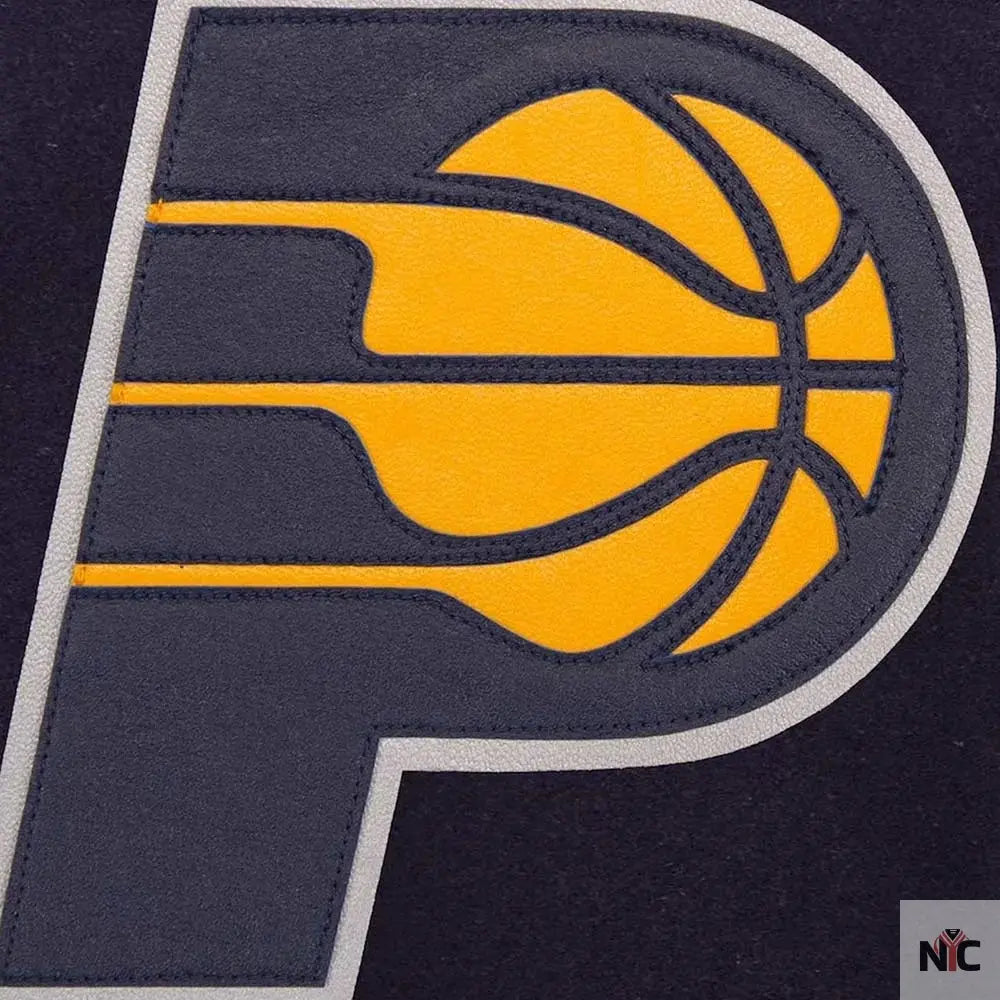 Indiana Pacers Navy and White Varsity Jacket NYC Jackets