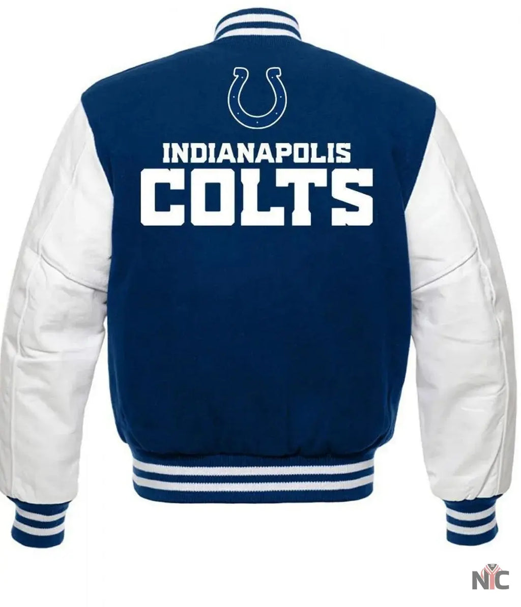 Indianapolis Colts Blue and White Letterman Jacket NYC Jackets