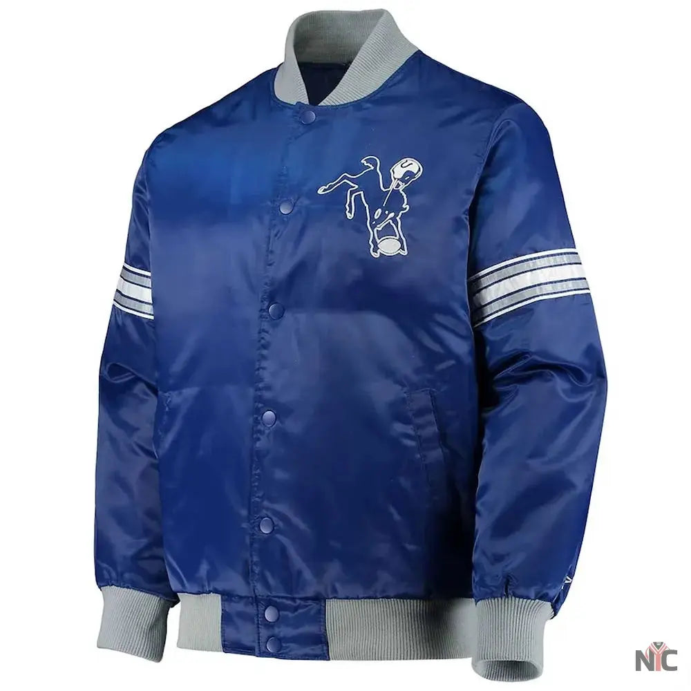 Indianapolis Colts Historic Logo Royal Satin Jacket NYC Jackets