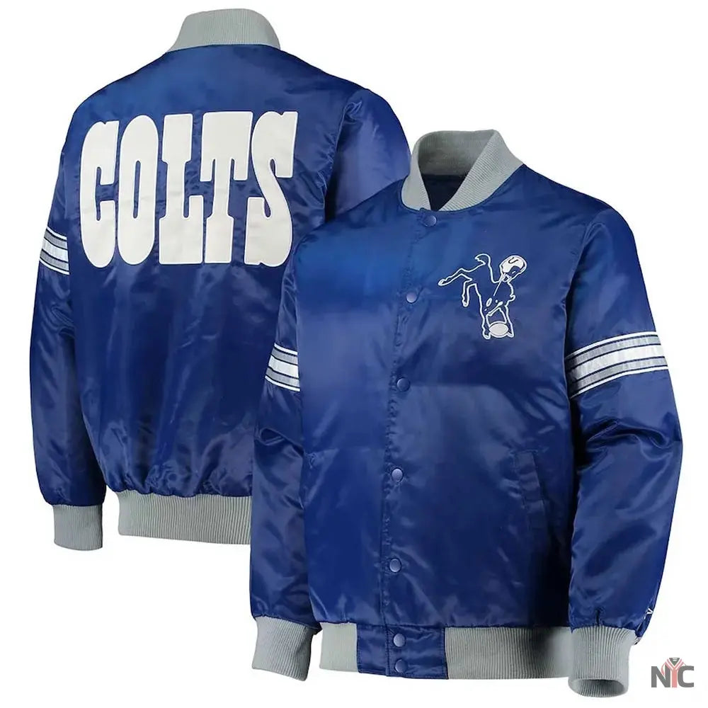 Indianapolis Colts Historic Logo Royal Satin Jacket NYC Jackets