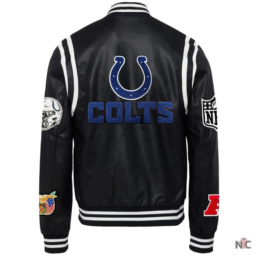 Indianapolis Colts Jeff Hamilton Leather Varsity Jacket NYC Jackets