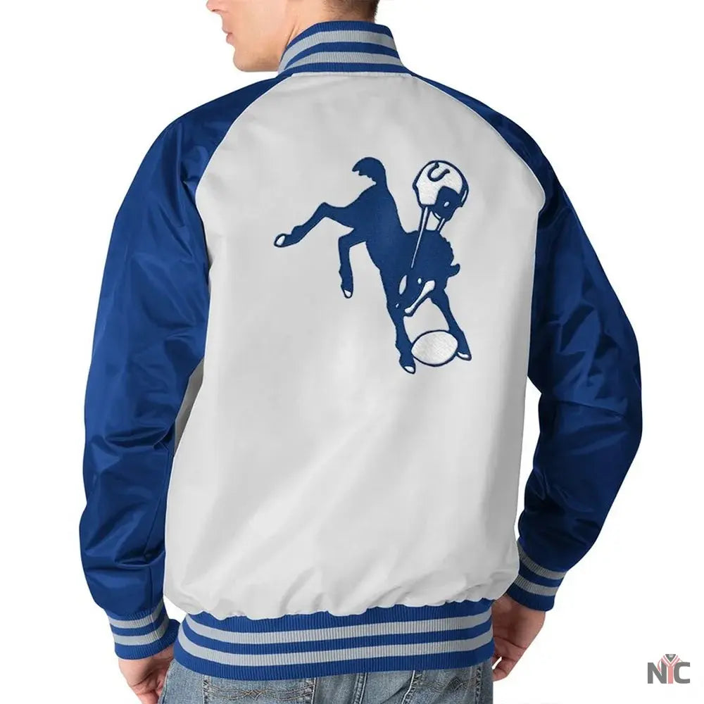 Indianapolis Colts Throwback Varsity Satin Jacket NYC Jackets