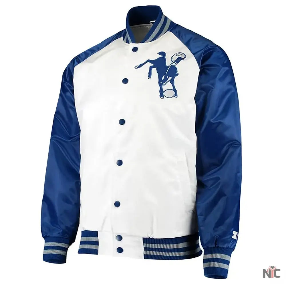 Indianapolis Colts Throwback Varsity Satin Jacket NYC Jackets