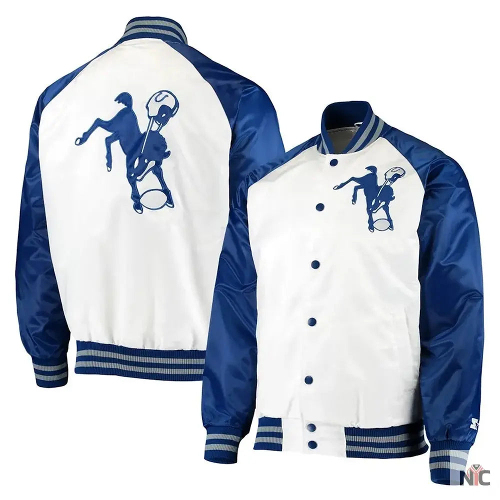 Indianapolis Colts Throwback Varsity Satin Jacket NYC Jackets