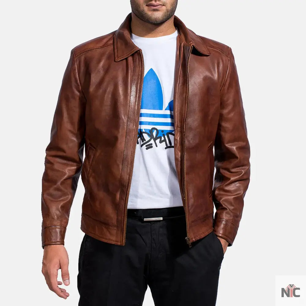 Inferno Brown Leather Jacket NYC Jackets