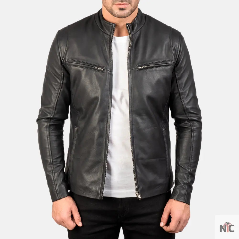 Ionic Black Leather Jacket NYC Jackets
