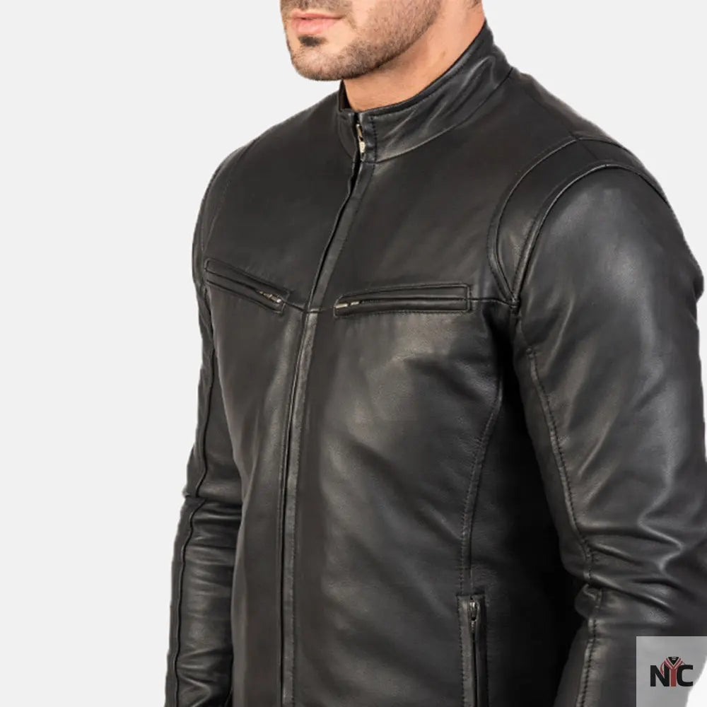 Ionic Black Leather Jacket NYC Jackets