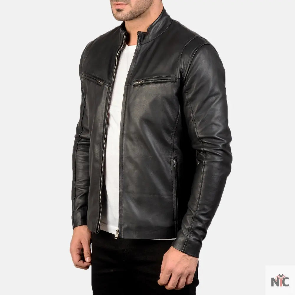Ionic Black Leather Jacket NYC Jackets