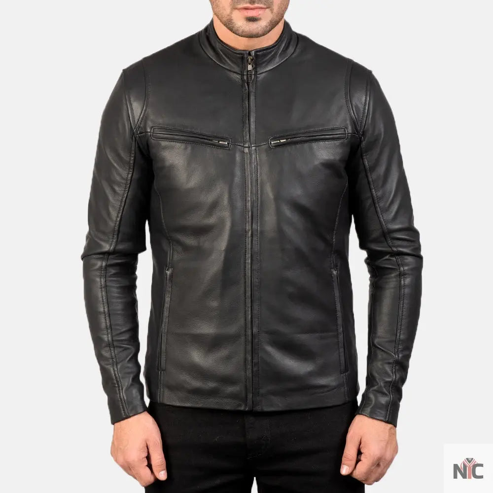 Ionic Black Leather Jacket NYC Jackets