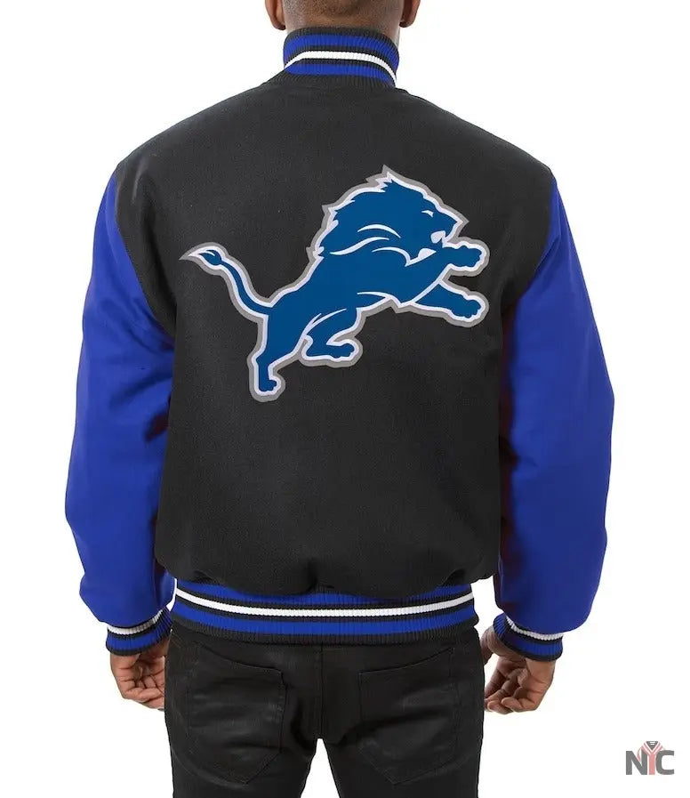 JH Design Detroit Lions Wool Varsity Jacket NYC Jackets